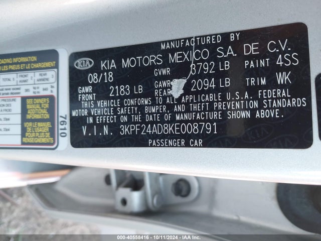 KIA Forte Lxs 2019 3KPF24AD8KE008791 Image 9