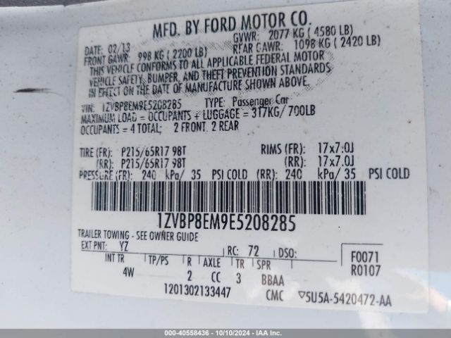 1ZVBP8EM9E5208285 Ford Mustang V6 Premium