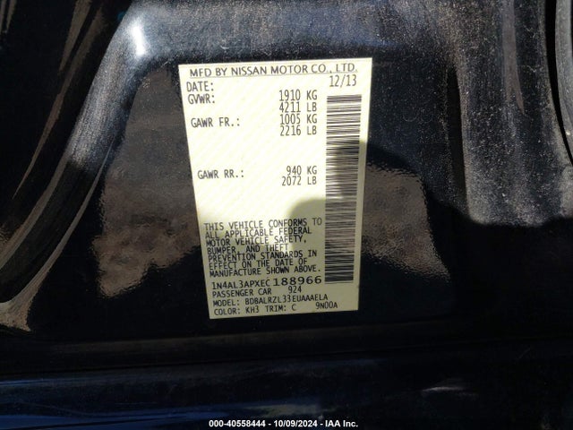 Nissan Altima 2.5 S 2014 1N4AL3APXEC188966 Image 9