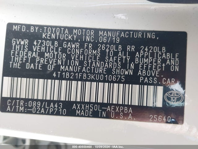 Toyota Avalon Hybrid Limited 2019 4T1B21FB3KU010675 Image 9