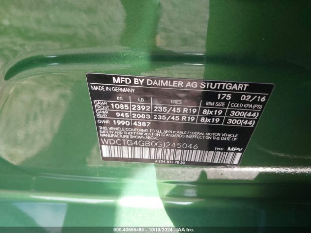 WDCTG4GB0GJ245046 Mercedes-Benz Gla 250 4matic