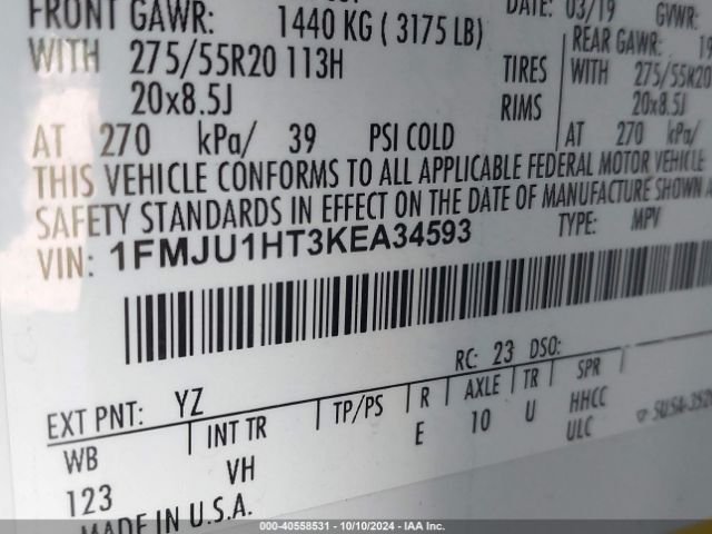 1FMJU1HT3KEA34593 Ford Expedition Xlt