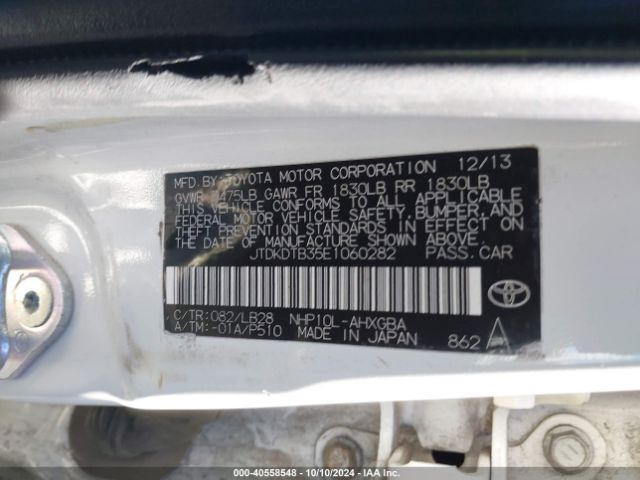 JTDKDTB35E1060282 Toyota Prius C Four