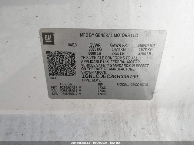 Chevrolet Tahoe Commercial Fleet 2019 1GNLCDEC2KR336799 Image 9
