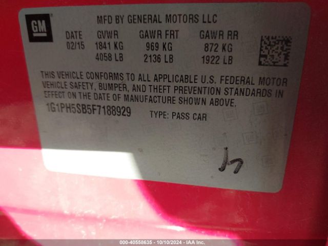 1G1PH5SB5F7188929 Chevrolet Cruze Eco Auto