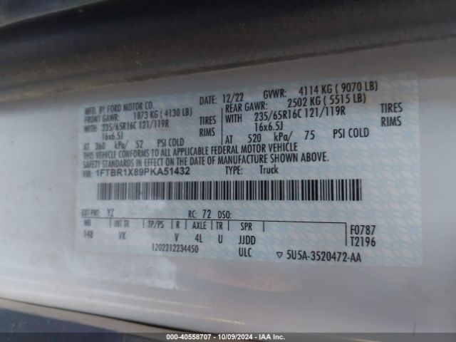 1FTBR1X89PKA51432 Ford Transit-250 Cargo Van