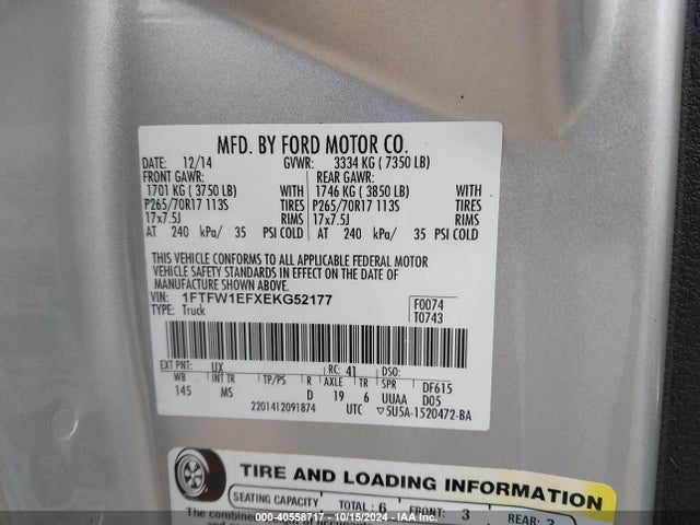 Ford F-150 Xlt 2014 1FTFW1EFXEKG52177 Image 9