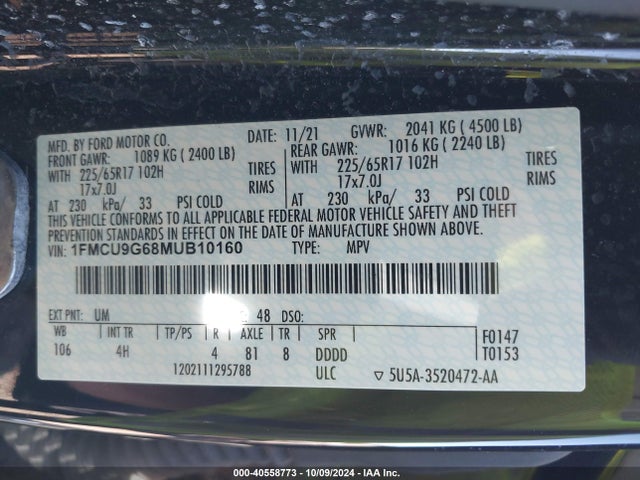 Ford ESCAPE SE 2021 1FMCU9G68MUB10160 Image 9