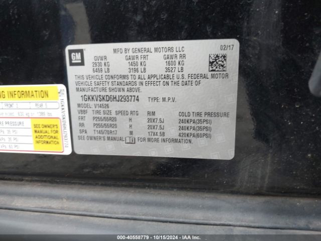 1GKKVSKD6HJ293774 GMC Acadia Limited
