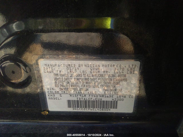 Nissan Versa Note S (sr) 2014 3N1CE2CP6EL408504 Image 9