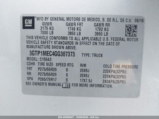 3GTP1MEC4GG387373 GMC Sierra 1500 Sle