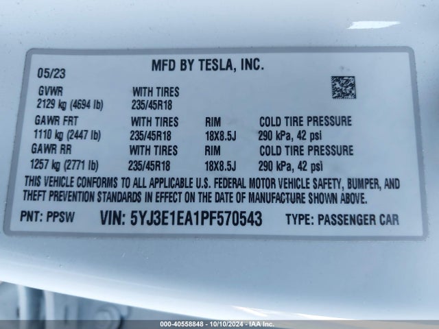 2023 TESLA MODEL 3 5YJ3E1EA1PF570543 Photo 8
