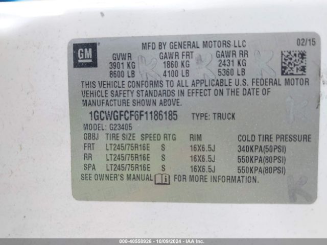 1GCWGFCF6F1186185 Chevrolet Express 2500 Work Van