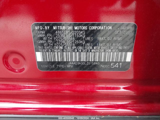 JA4AD3A30LZ015840 Mitsubishi Outlander Se 2.4