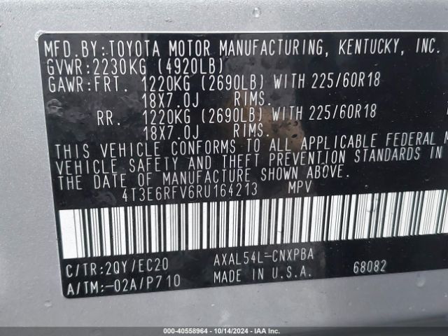 4T3E6RFV6RU164213 Toyota Rav4 Hybrid Xse
