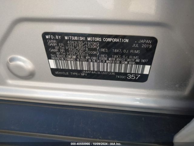 JA4AP4AU3LU001336 Mitsubishi Outlander Sport 2.0 Se
