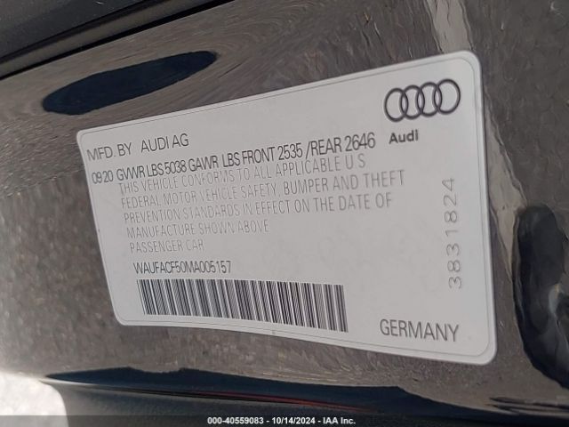 WAUFACF50MA005157 Audi A5 Sportback Premium Plus 45 Tfsi Quattro S Tronic