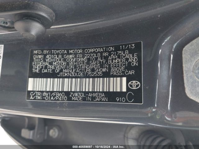 JTDKN3DU2E1752535 Toyota Prius