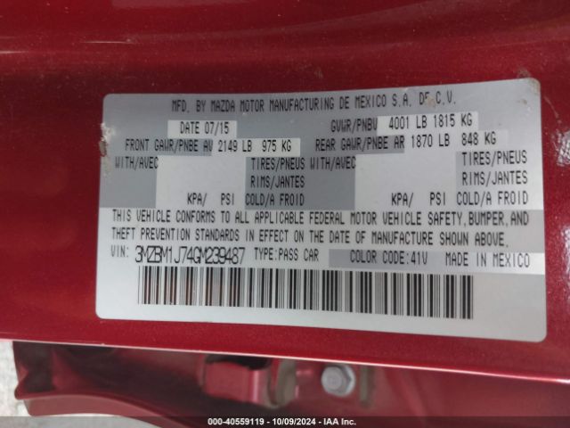 3MZBM1J74GM239487 Mazda Mazda3 I Sport