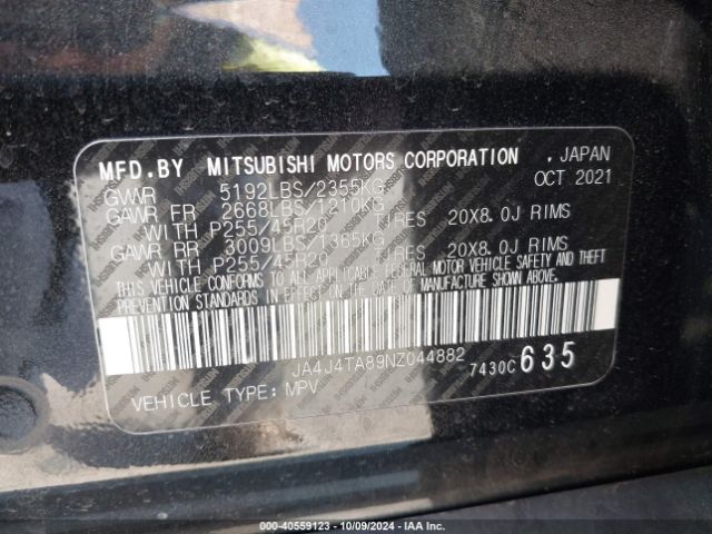 2022 MITSUBISHI OUTLANDER JA4J4TA89NZ044882 Photo 8