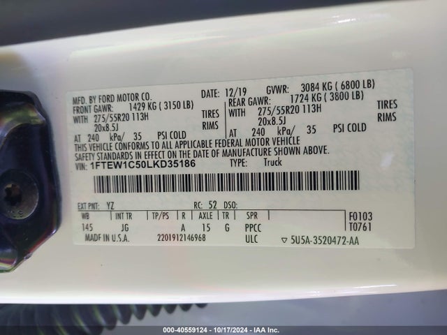 Ford F-150 Xl 2020 1FTEW1C50LKD35186 Image 9