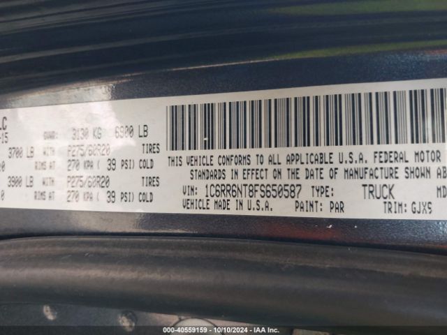 1C6RR6NT8FS650587 RAM 1500 Laramie