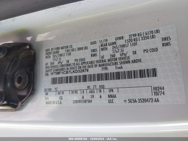 Ford F-150 Xl 2020 1FTMF1CB7LKD32979 Image 9