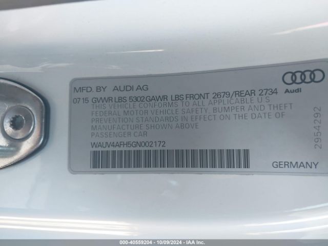 WAUV4AFH5GN002172 Audi S5 3.0t Premium Plus