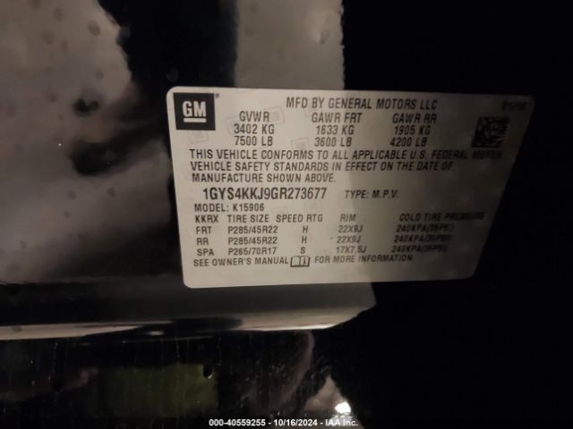 1GYS4KKJ9GR273677 Cadillac Escalade Esv Platinum