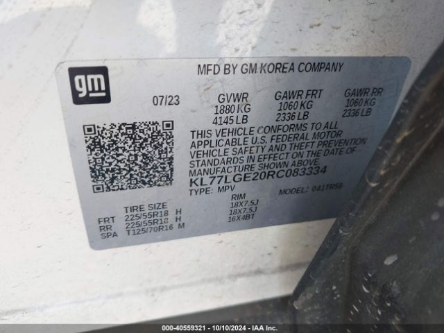 KL77LGE20RC083334 Chevrolet Trax Fwd 1rs