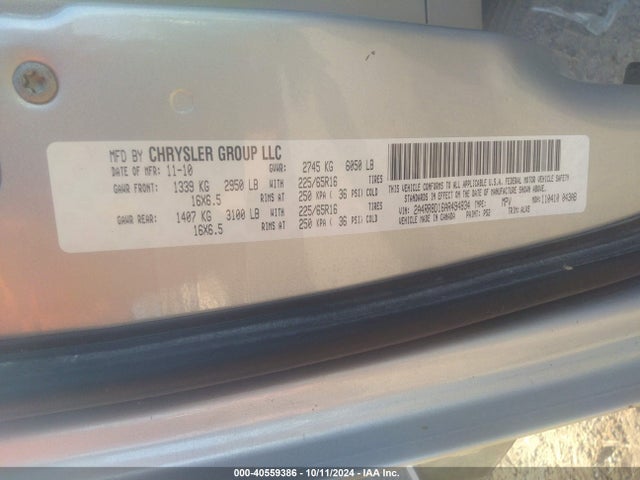 2010 Chrysler Town & Country Touring Plus მანქანა იყიდება აუქციონზე, vin: 2A4RR8D16AR494834, აუქციონის ნომერი: 40559386