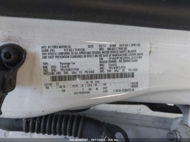 1FADP3E25HL233185 Ford FOCUS S