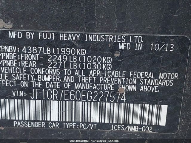 JF1GR7E60EG227574 Subaru Impreza Wrx