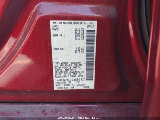 Nissan Altima 2.5 Sv 2014 1N4AL3AP6EC168987 Image 9