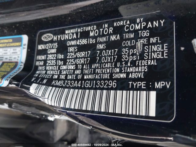 KM8J33A41GU133296 Hyundai TUCSON SE