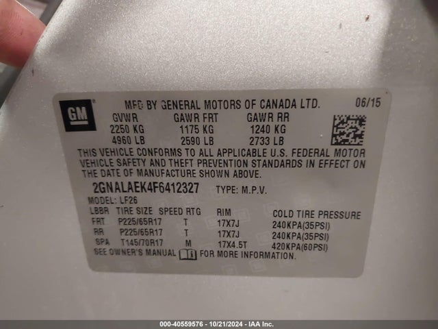Chevrolet EQUINOX LS 2015 2GNALAEK4F6412327 Image 9
