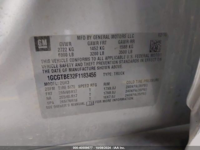 1GCGTBE32F1183456 Chevrolet Colorado Lt