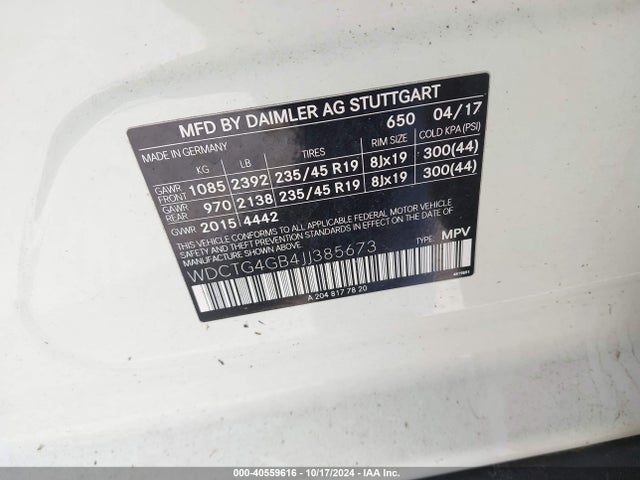 WDCTG4GB4JJ385673 Mercedes-Benz Gla 250 4matic