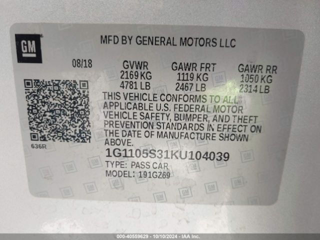 1G1105S31KU104039 Chevrolet Impala Premier