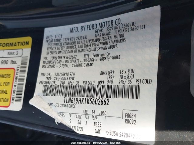 1LN6L9HK1K5602662 Lincoln Continental