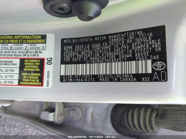 Toyota COROLLA LE 2017 2T1BURHE2HC806571 Image 9
