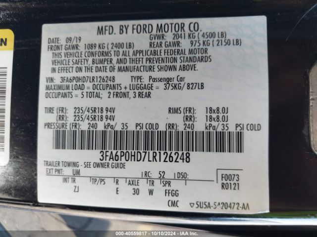 3FA6P0HD7LR126248 Ford FUSION SE