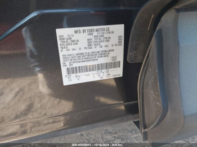 2FMPK4G98GBB78909 Ford EDGE SE