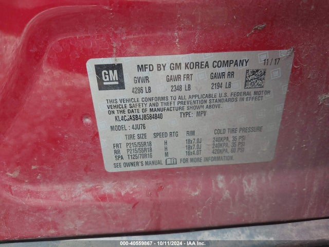 KL4CJASB4JB584840 Buick Encore Preferred