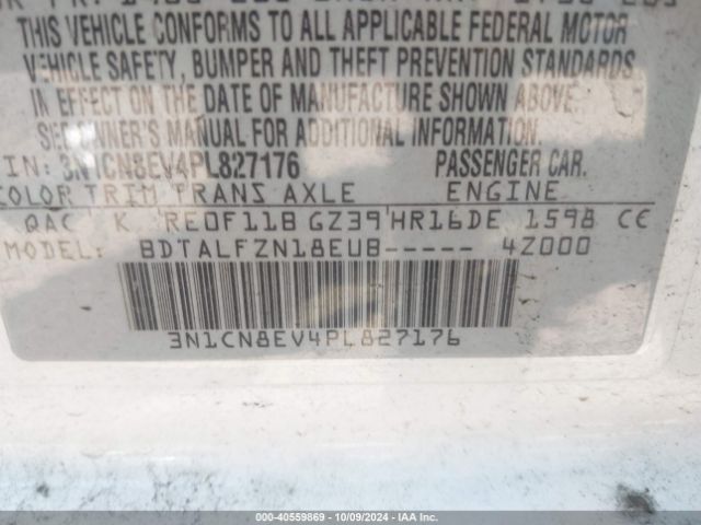 3N1CN8EV4PL827176 Nissan Versa 1.6 Sv Xtronic Cvt