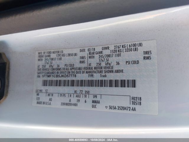1FTMF1CB5JKD57778 Ford F-150 Xl