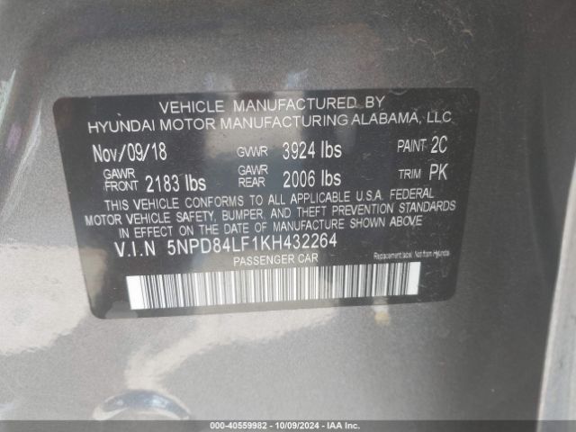 2019 HYUNDAI ELANTRA 5NPD84LF1KH432264 Photo 8