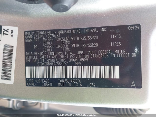 Toyota Highlander Xse 2024 5TDKDRBH4RS565057 Image 9