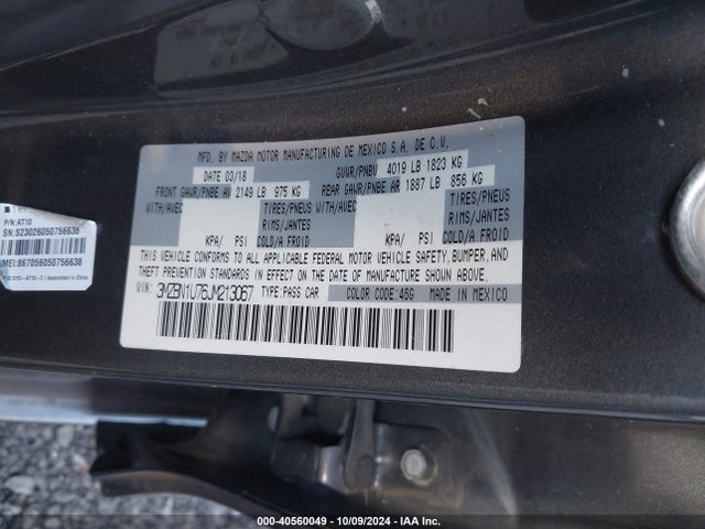 3MZBN1U76JM213067 Mazda Mazda3 Sport