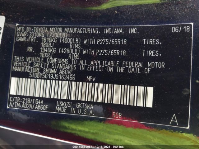 5TDBY5G19JS163466 Toyota Sequoia Sr5